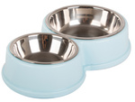Metal double bowl for dog cat food water