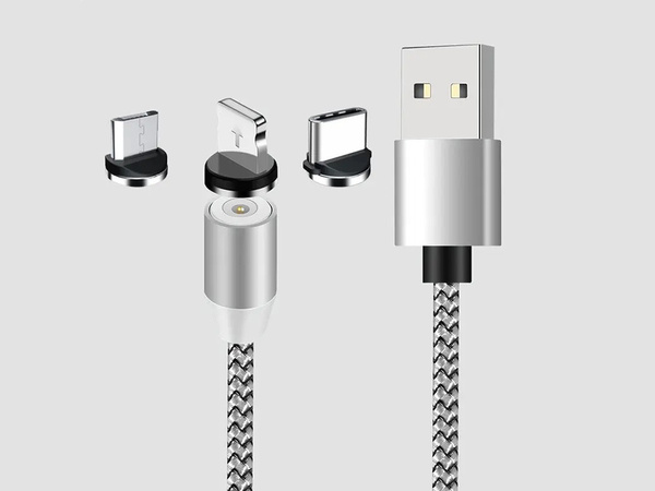 Câble de charge magnetique 3w1 micro typ-c usb lightning 1m