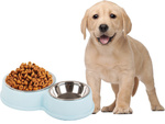 Metal double bowl for dog cat food water