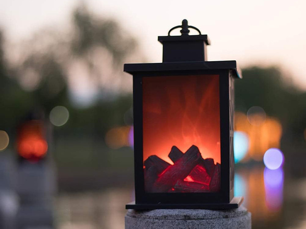 Farol decorativo led chimenea movible llama lampara electrica pilas