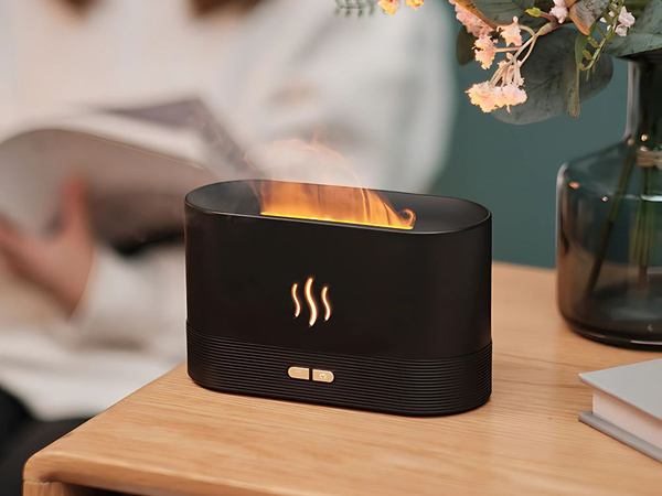 Humidificador de aire usb difusor led rgb chimenea aroma niebla fuego