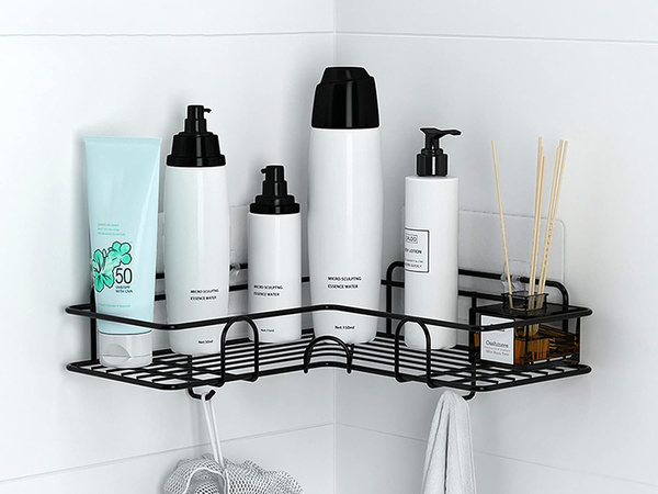 Loft ecke bad dusche regal hängenden haken schwarz