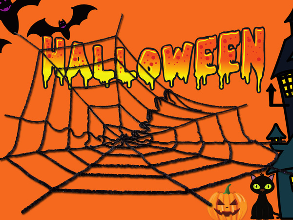 Artificial large spider web black halloween decoration