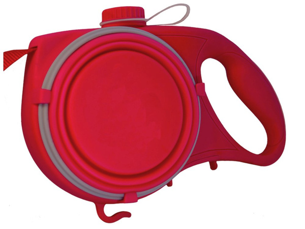 Dog-cat leash with water bowl bag drinker