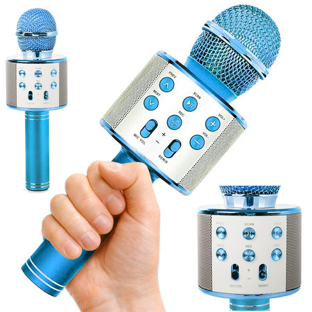 Microphone sans fil bluetooth enceinte karaoké modulateur de voix rond