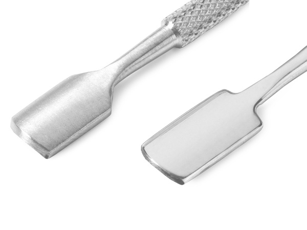 Stainless steel cuticle tip and scraper for hybrid cuticles