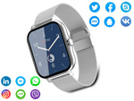 Montre connectée pour femme et homme, bracelet en caoutchouc, sport, Bluetooth, appels, gris