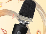 Bluetooth-karaoke-lautsprecher mit mikrofon led farbige quadrate musik rgb