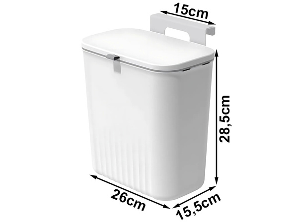 Köögijäätmete riputuskorv kaanega kapiuksele valge 9l