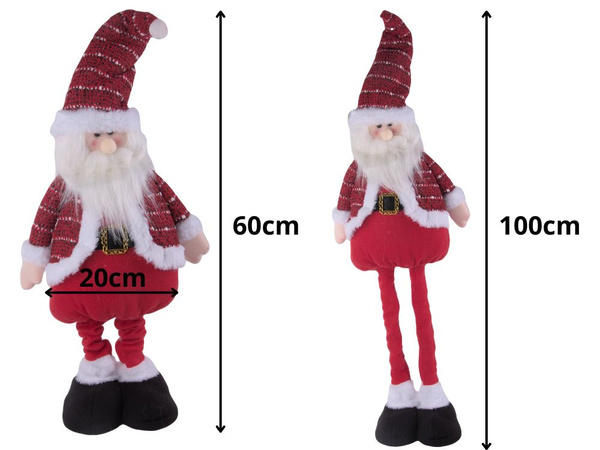 Mikołaj skrzat krasnal świąteczny teleskopowe reguowane nogi 60cm