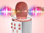 Microfono inalambrico bluetooth karaoke altavoz redondo con estuche varios modos