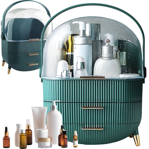 Organizador de cosméticos con cajones espacioso asa grande elegante