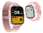 Smartwatch dámské hodinky pánské gumový řemínek sport bluetooth hovory růžové