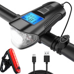 Lampe avant arrière led vélo km compteur klaxon bruyant 3in1