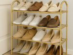 Estante para zapatos organizador de calzado armarios de dos pisos estantería dorada 4 niveles grande