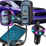 bluetooth automobilinis siųstuvas fm 3x usb c tipo adapterio įkroviklis