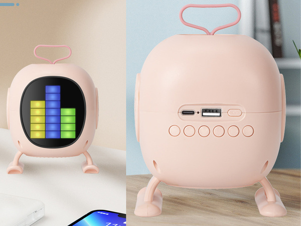 Bluetooth-karaoke-lautsprecher mit mikrofon led farbige quadrate musik rgb