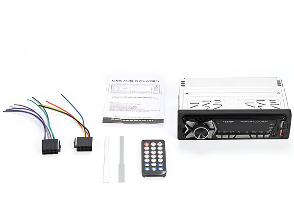 Automobilinis radijo imtuvas "bluetooth" usb aux sd 1-din garsiakalbis nuotolinio valdymo pultas
