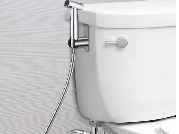 Metal pressure bidet handle with button for bidet toilet
