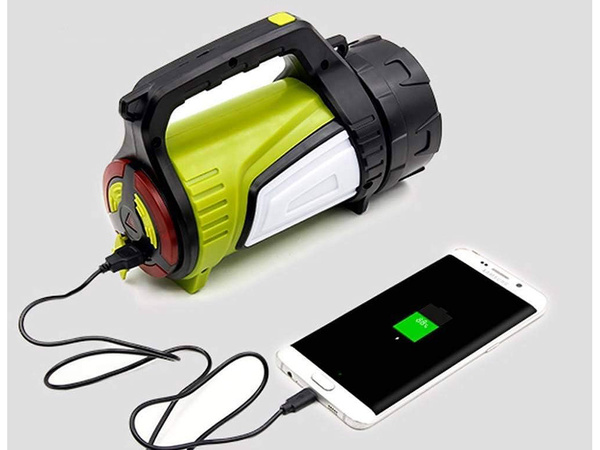 Wiederaufladbare taschenlampe led suchscheinwerfer powerbank leistungsstark
