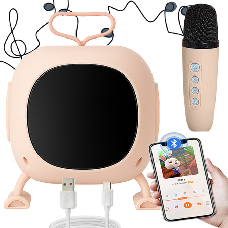 Bluetooth-karaoke-lautsprecher mit mikrofon led farbige quadrate musik rgb