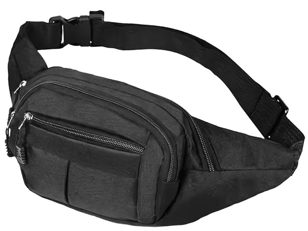 Men's kidney sachet women's sports belt 4 pockets black adjustable