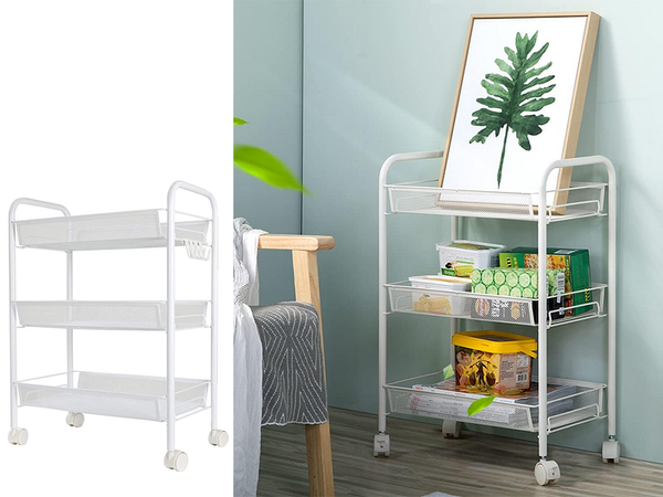 Baie raft bucătărie cabinet pe roți metal rack trei niveluri 3