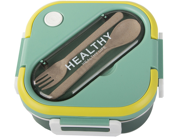 Śniadaniówka z przegródkami pojemnik sztućce lunchbox do mikrofali 1000ml