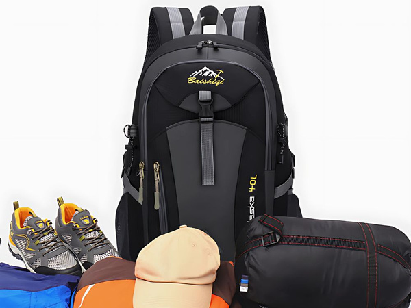 Mochila 40l negro viaje senderismo trekking fuerte en las montañas durable