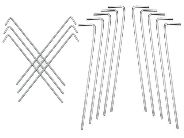 Tent pillars anchor pigs steel 24cm 10pcs hook & loop pins