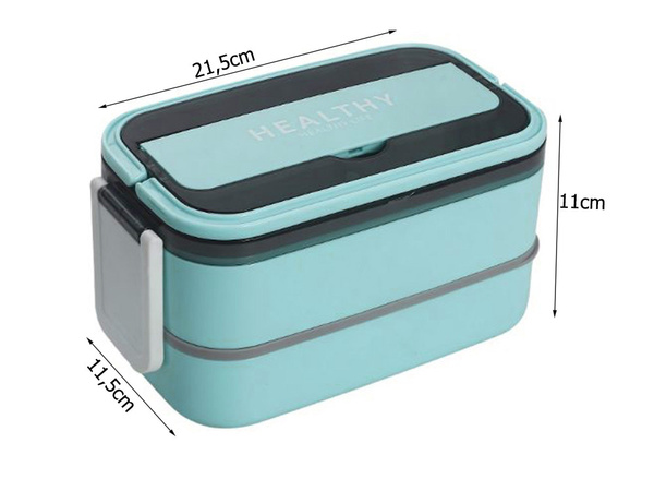 Boîte à petit-déjeuner avec compartiments boîte à plusieurs étages xxl couverts lunchbox 1400 ml