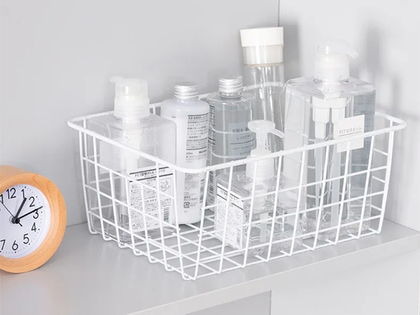 Půdní kovový drátěný koš půdní kovový organizér do kuchyně na ovoce bílý velký