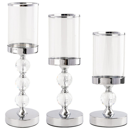 Kerzenhalter glamour metall kristallglas set chrom 3 stück