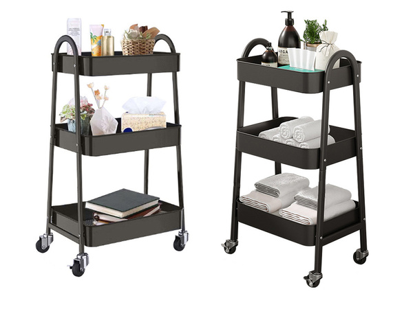 Bucătărie raft baie cabinet pe roți metal rack trei niveluri 3