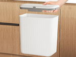 Kitchen waste hanging basket with lid for cabinet door white 9l