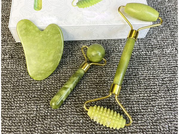 Jade facial massager roller set