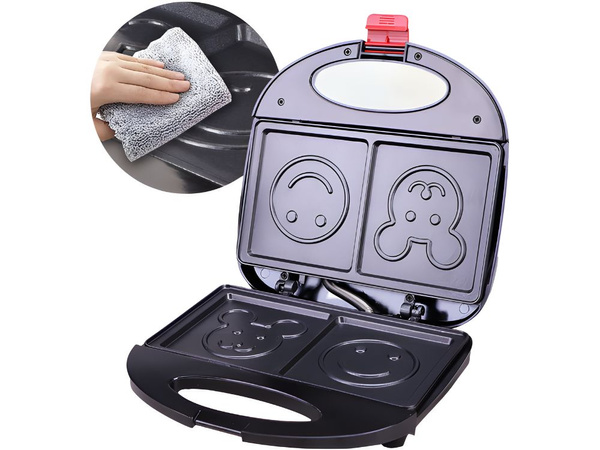Skrudintuvas-sandvičių keptuvas su smiles non-slip 750w non-stick