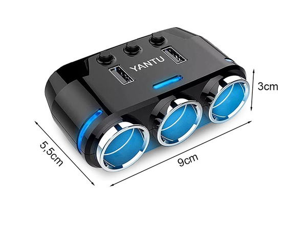 Cigarette lighter socket distributor 2x usb charger