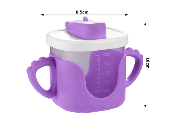 Cupa de băut pentru copii cu mânere din silicon 300ml cu paie