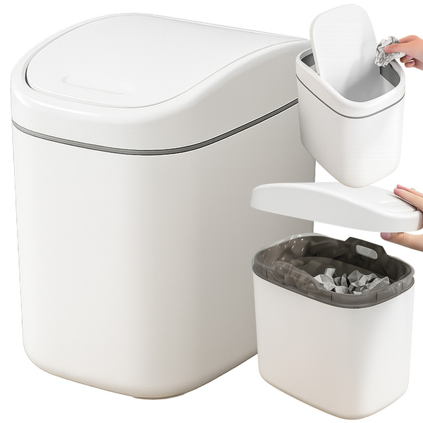 Mini waste bin for the bathroom desk container with lid 2 l
