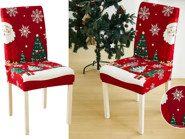 Funda navideña para silla decorativa universal Papá Noel con goma elástica