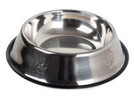 Metal bowl for dog cat silver on rubber 0.15l