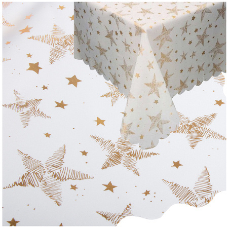 christmas tablecloth christmas white stars snowflakes 140x220cm