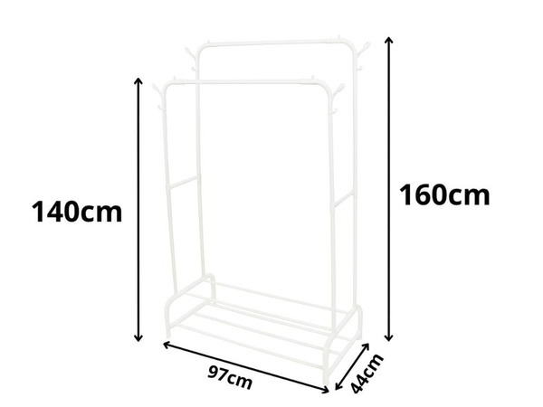 Porte-vêtements sur pied avec étagères pour chaussures et vestes armoire métallique