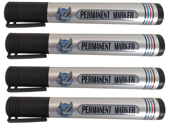 Permanent marker pen black waterproof round