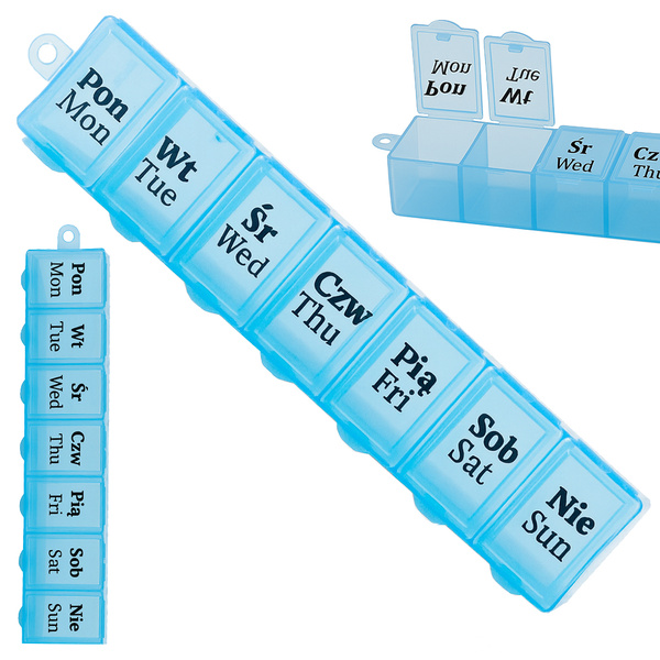 Medikamentu konteiners iknedēļas medikamentu kasete papildinājumu organizators 7 dienas