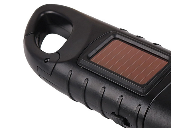 DYNAMO SOLAR TORCH 3 LED KINETIC HAND CRANK CLIP