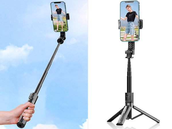 Selfie stick telefona turētājs tripod statīvs pilots bluetooth 90 cm