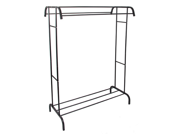 Standing clothes hanger with shelves for shoes and jackets, metal, for wardrobe