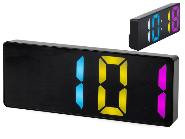 RÉVEIL DIGITAL THERMOMÈTRE ÉLECTRONIQUE ALARME COULEUR DATE SNOOZE